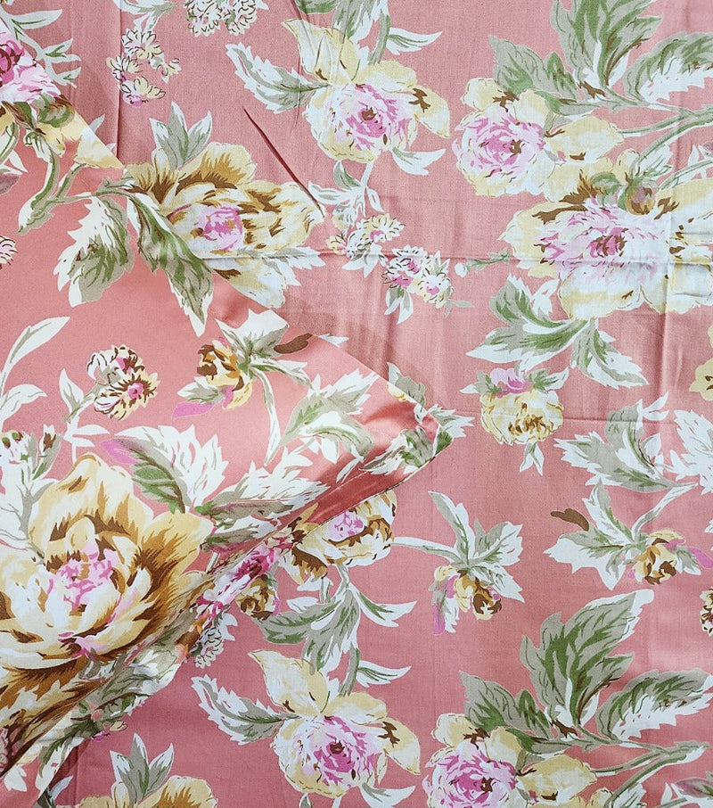 Coral Beauty Floral Cotton Bedsheet