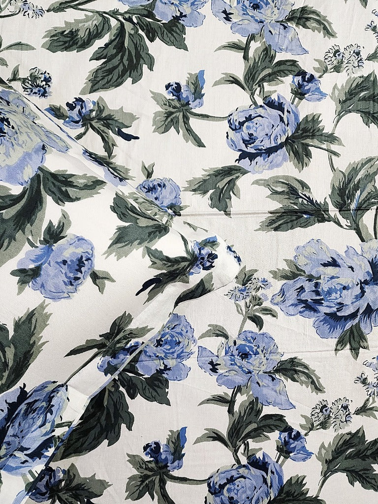 Blue and Green Floral Cotton Bedsheet