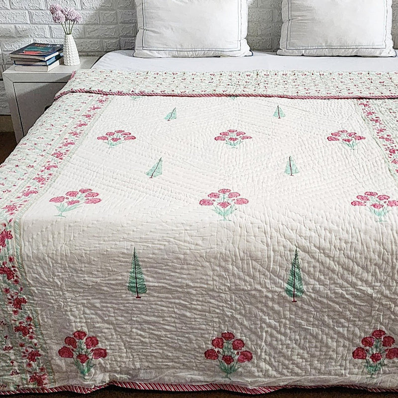 Floral Love Double Hand Blocked Quilt