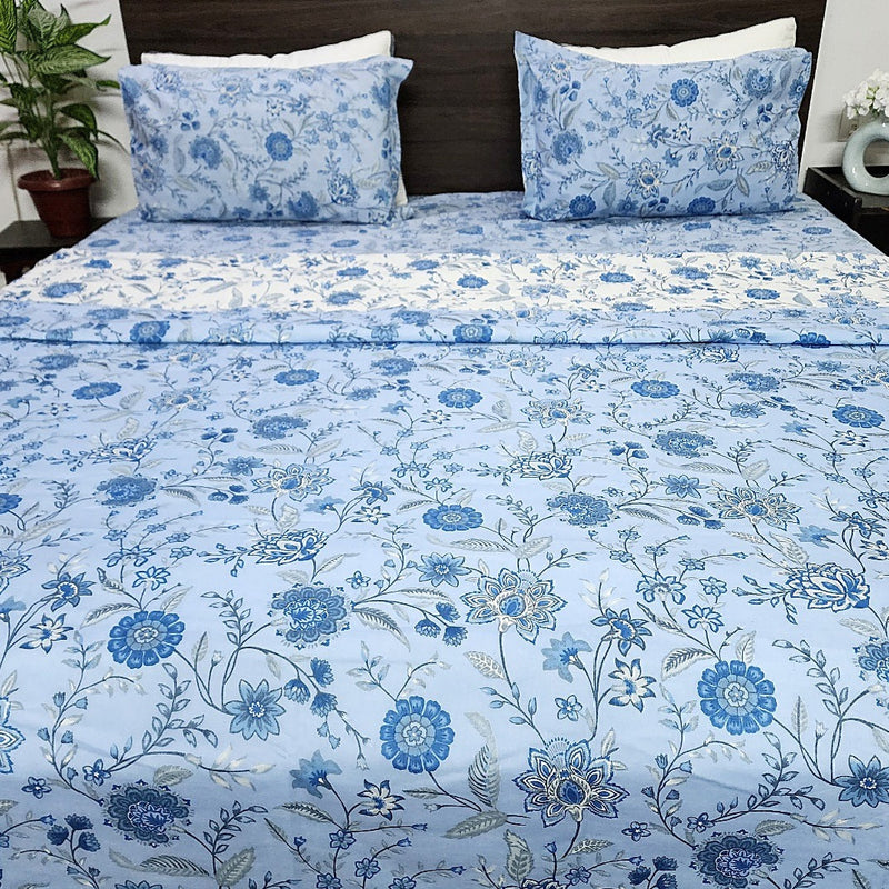 Blue Floral Print - Dohar Bedding Set