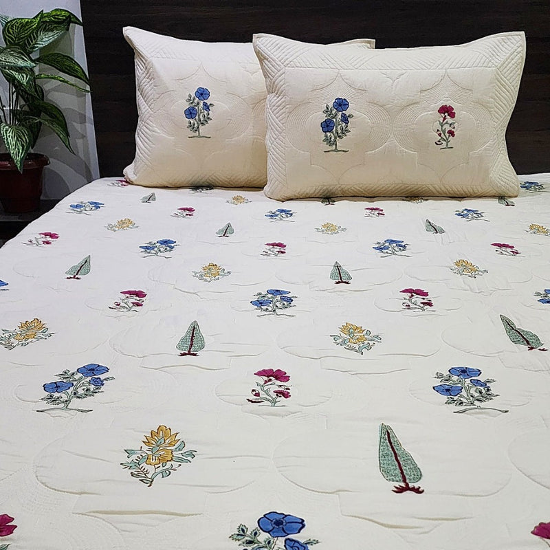 The Serene  - Hand Blocked Quilted Bedcover