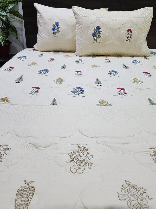 The Serene  - Hand Blocked Quilted Bedcover