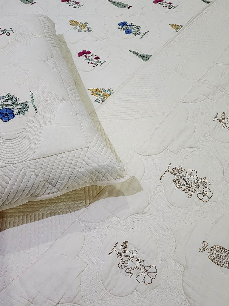 The Serene  - Hand Blocked Quilted Bedcover