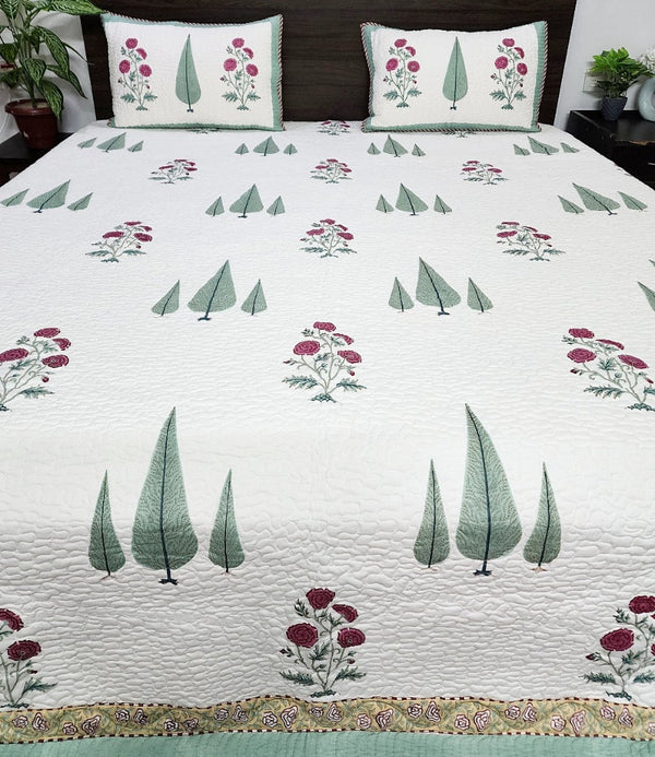 Beautiful Abode - Hand Blocked Quilted Bedcover