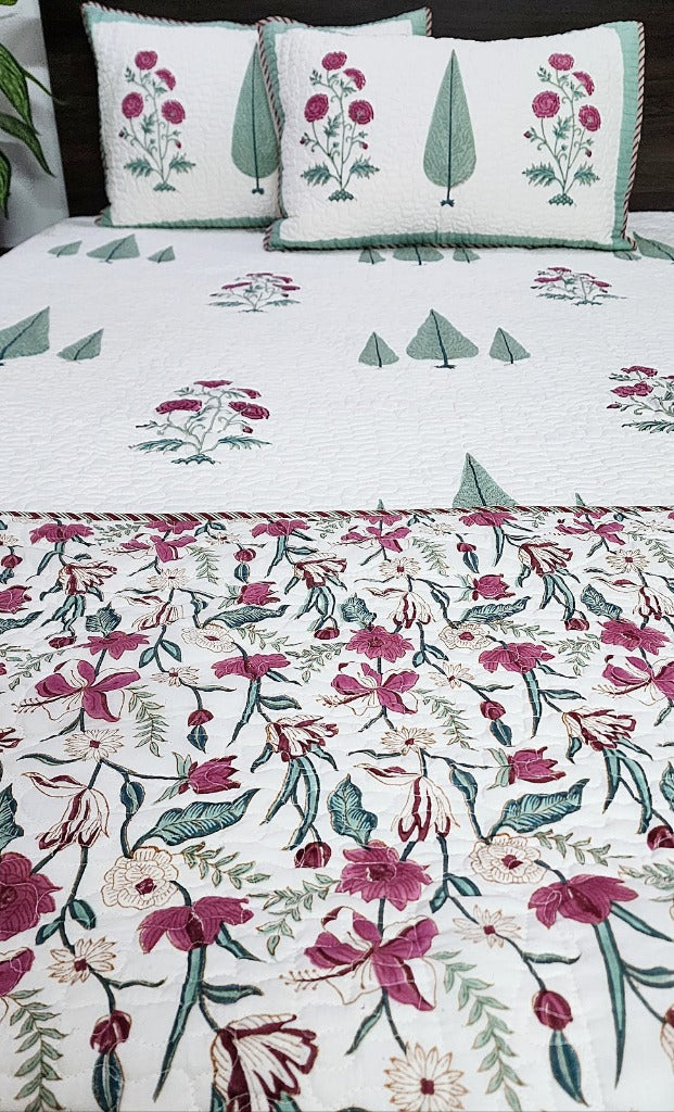 Beautiful Abode - Hand Blocked Quilted Bedcover