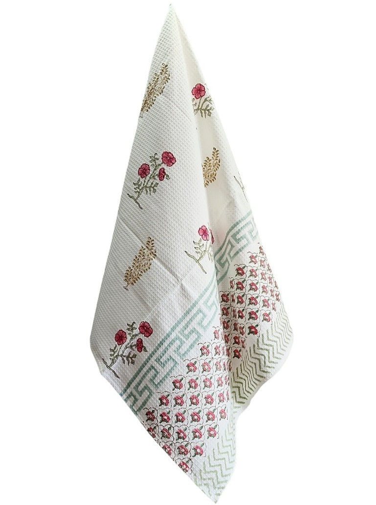 Leafy and Floral Print Hand Blocked Towel