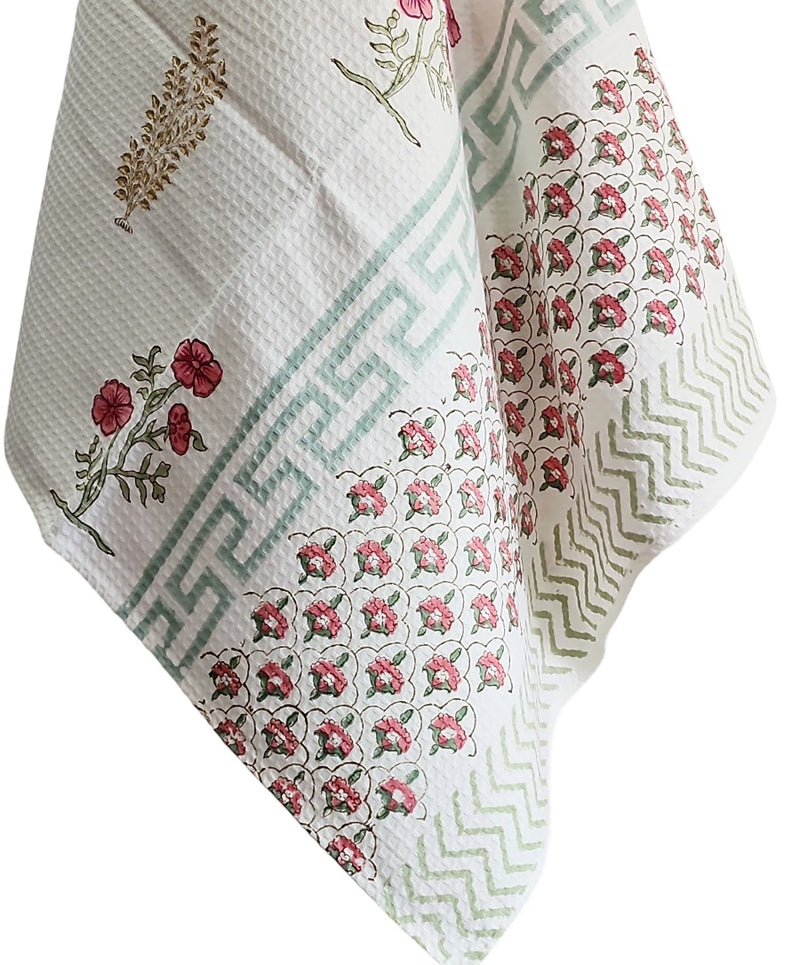 Leafy and Floral Print Hand Blocked Towel