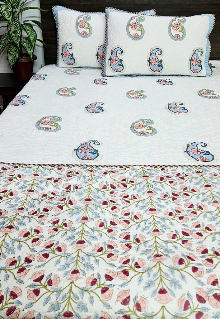 Beautiful Abode - Hand Blocked Quilted Bedcover