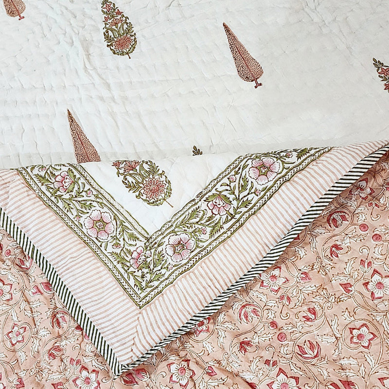 Vatika Double Hand Blocked Quilt