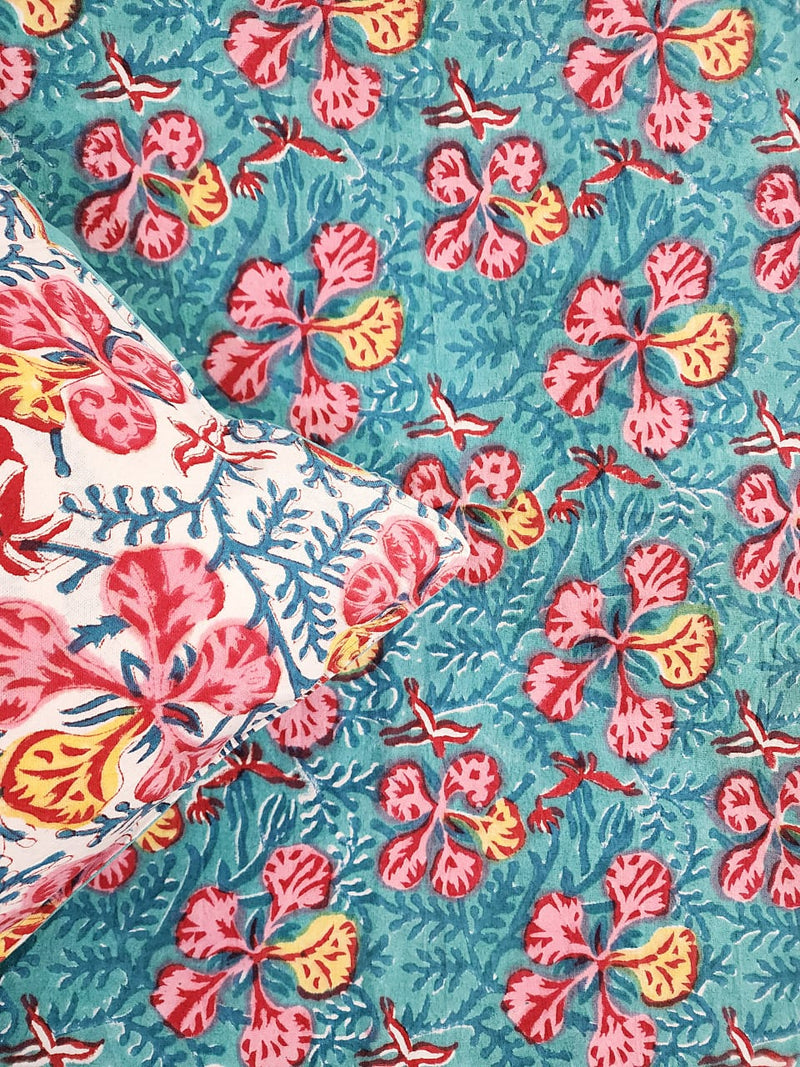 Blue Sanganeri Print Blockprint Bedsheet