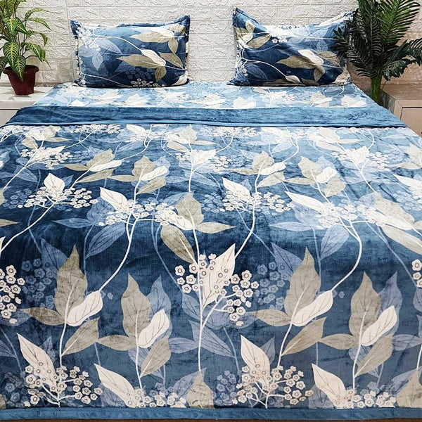 Blue Floral Pattern Warm Duvet Cover Set