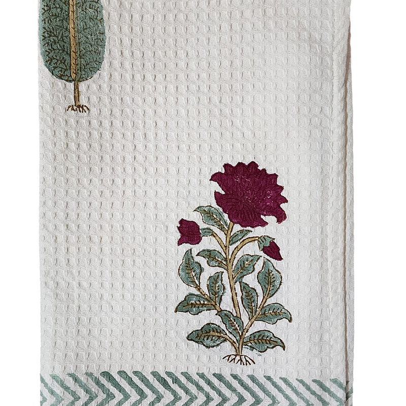 Blue Cypress Love Hand Blocked Hand Towel