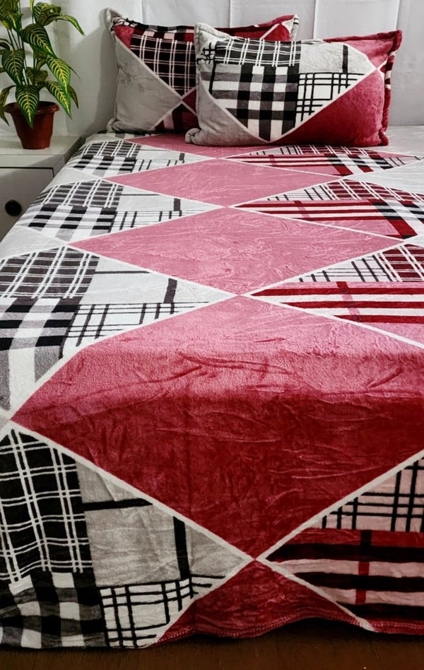 Red Check Print Warm Bedsheet