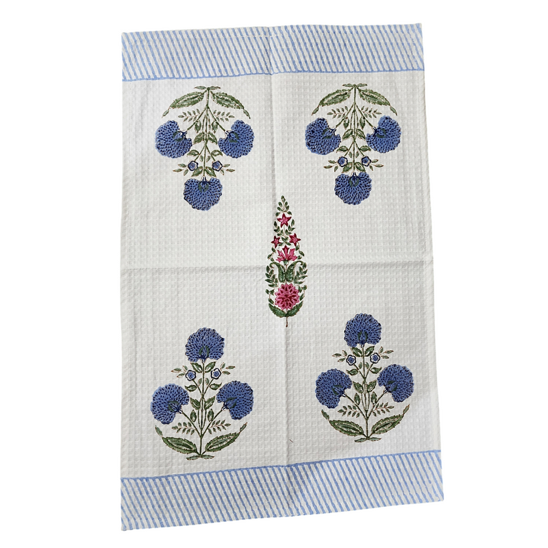 Blue Cypress Love Hand Blocked Hand Towel