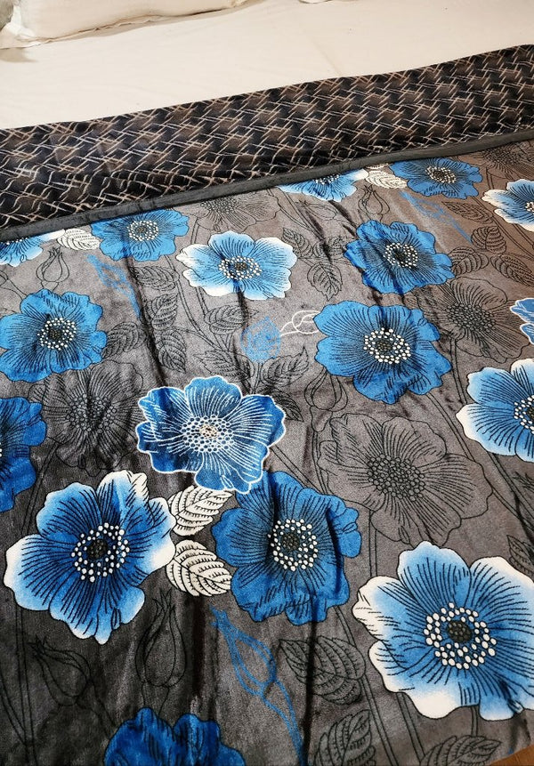 Blue Floral Print Single Duvet Cover