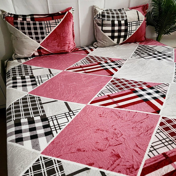 Red Check Print Warm Bedsheet