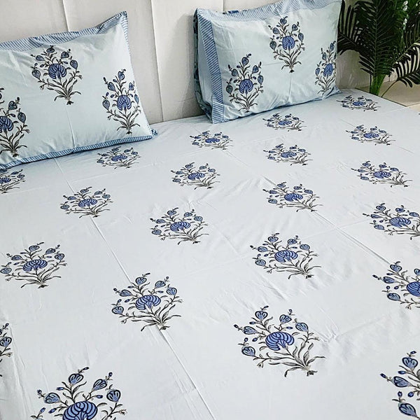 Blue Florals - Block Print Sheet Set