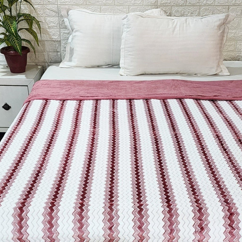 Pink and White Stripes Warm Duvet Cover