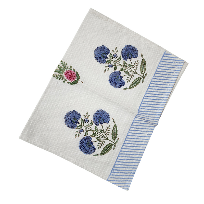 Blue Cypress Love Hand Blocked Hand Towel