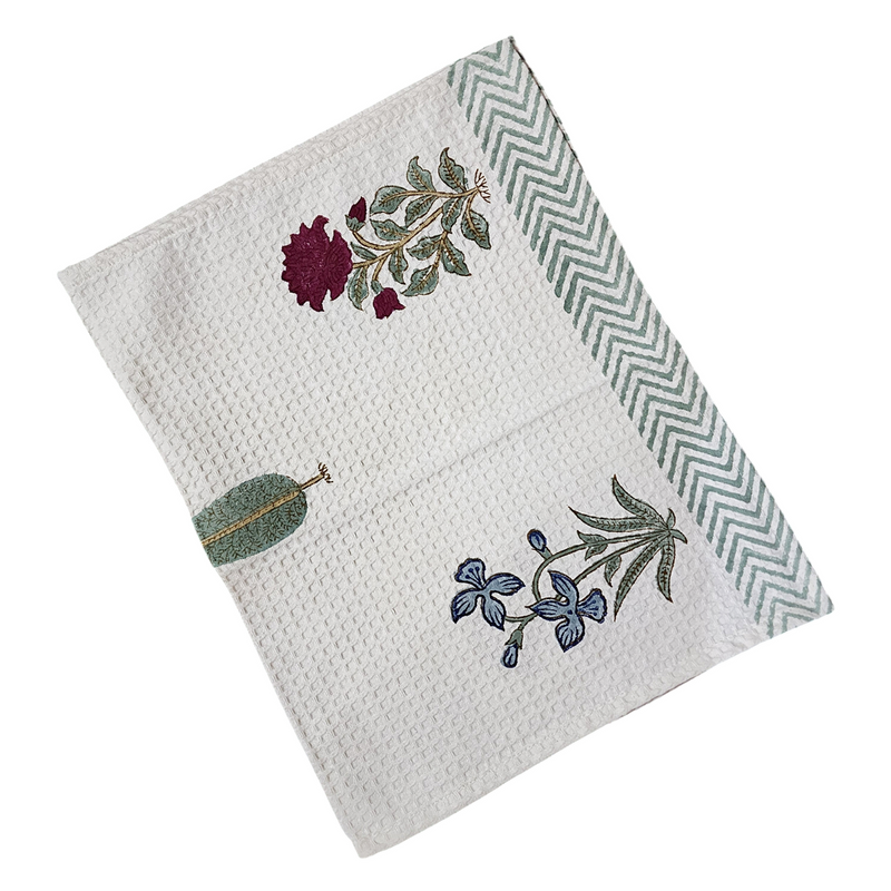 Blue Cypress Love Hand Blocked Hand Towel