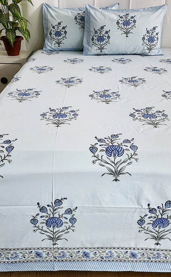 Blue Florals - Block Print Sheet Set