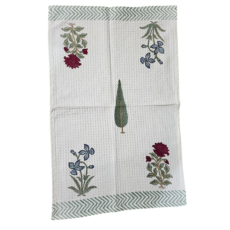 Blue Cypress Love Hand Blocked Hand Towel